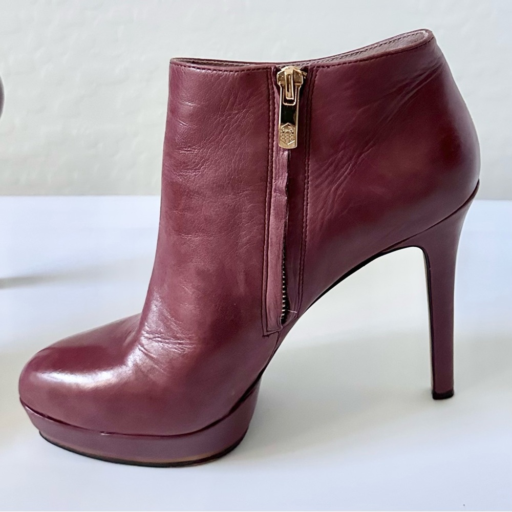 Vince Camuto Dira Platform Stiletto Ankle Boots Women’Sz 8.5 Cognac Leather